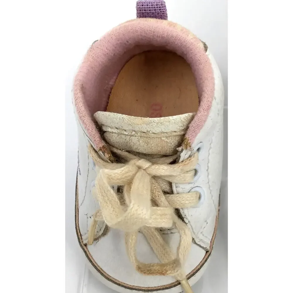Vintage 90s OshKosh Baby Butterfly Leather Crib Shoes Size 0 Newborn